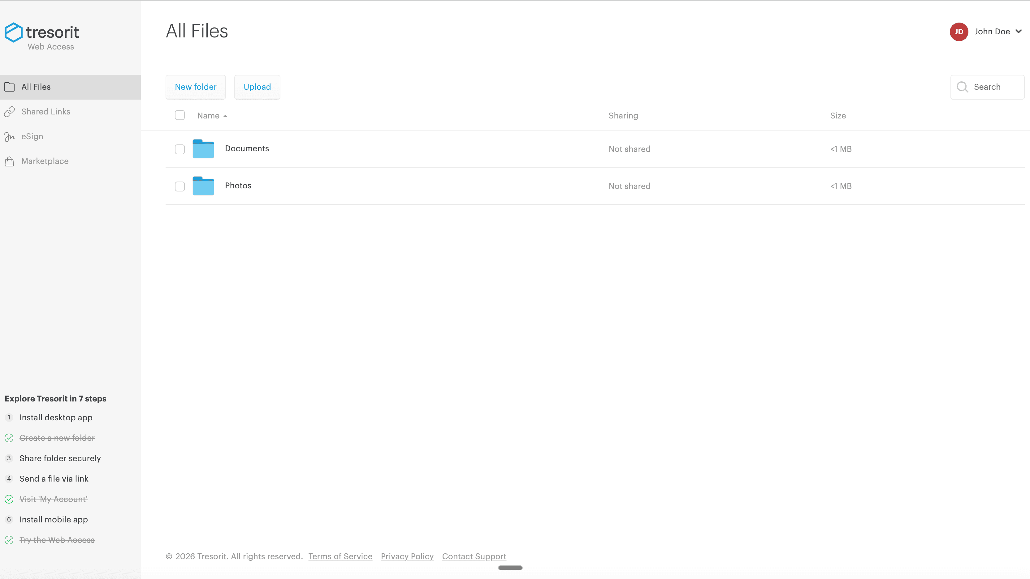 Tresorit cloud storage interface
