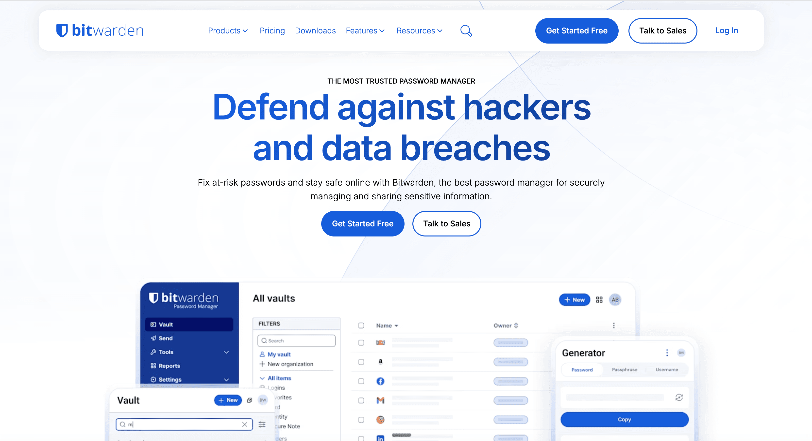 Bitwarden password manager website