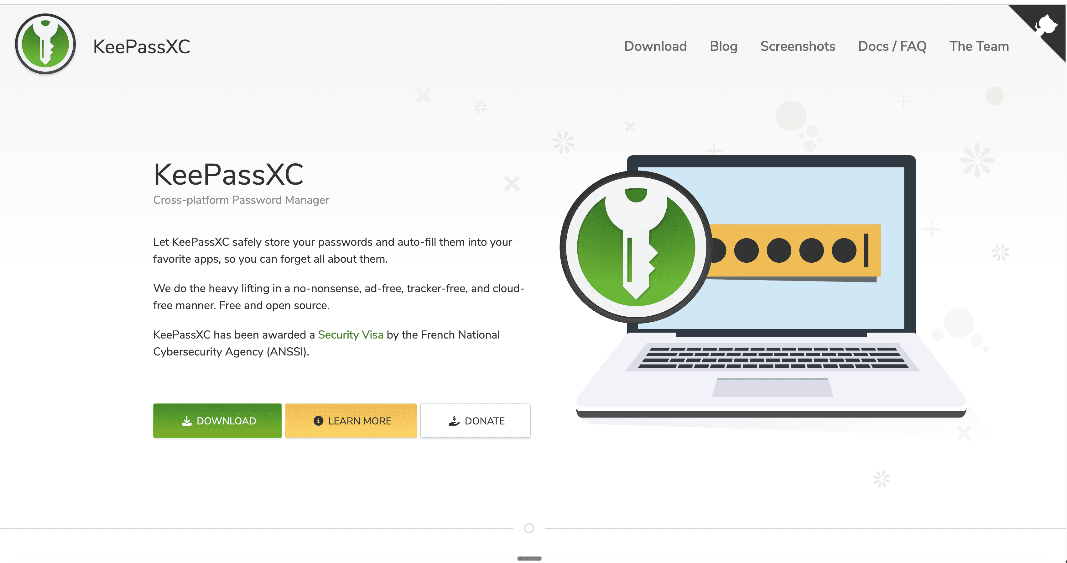 KeePassXC password manager website