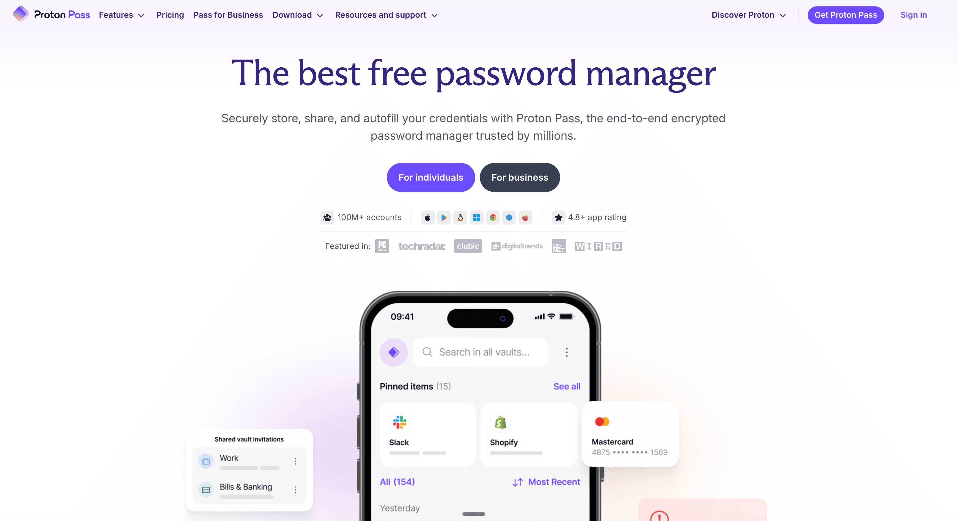 Proton Pass password manager website